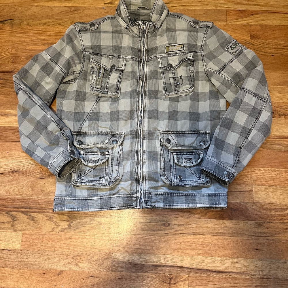 F.U.S.A.I  Mens Plaid Zip-Up Jacket